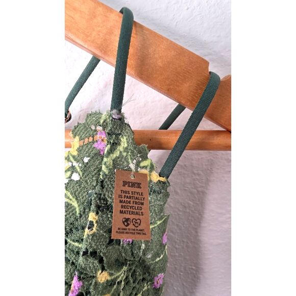 Victoria’s Secret PINK Green Floral Bralette XL - Picture 3 of 8